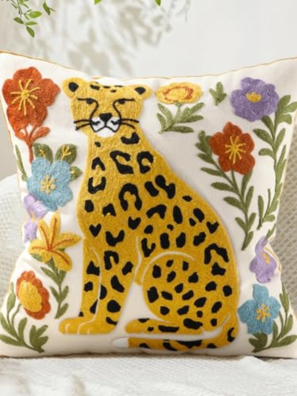 Embroidered‎ Throw Pillow Cover 18x18 Inch